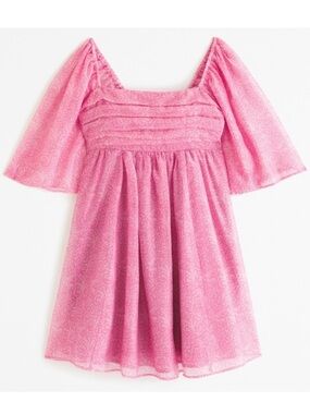 Abercrombie & Fitch Emerson Pink Puff Sleeve Empire Waist Dress Tall